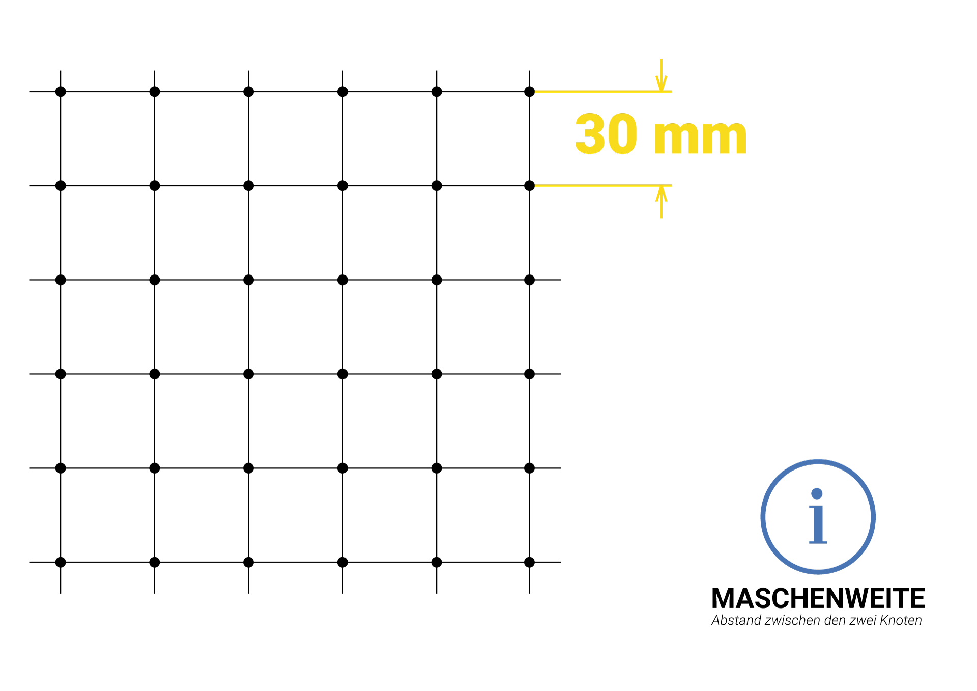 TAN Nylon-Monofilnetz milchig-transparent Maschenweite 30x30 mm, Garnstärke 0.6 mm
