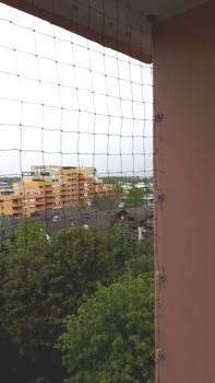 Balkon - Set für Balkone bis 5 m x 5 m (passend zuschneidbar), 1 geknotetes Netz 50 mm Maschenweite 